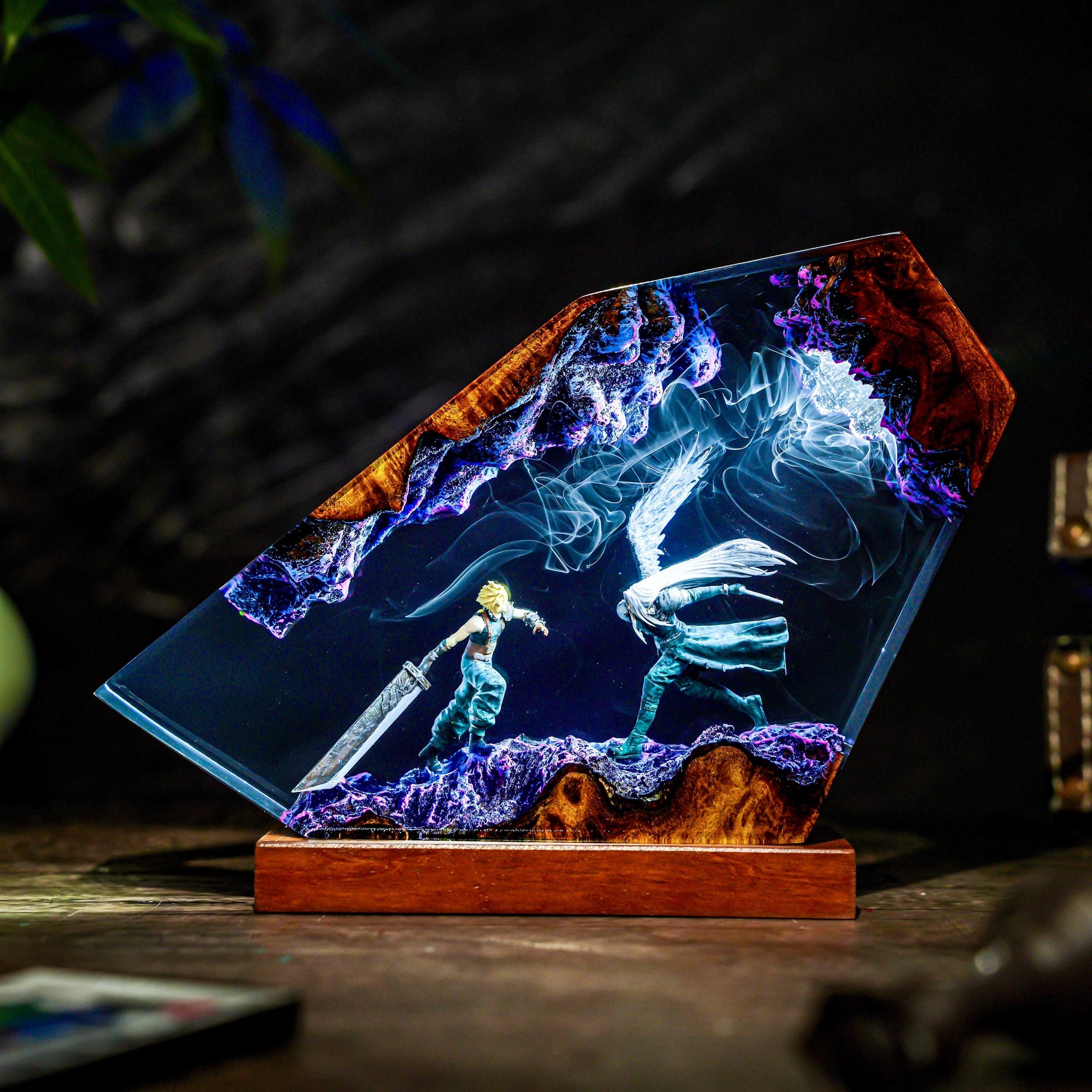 Custom Eternal Fantasy Lamp, Final Legend Art, Cloud Blade vs Sephiron Blade, video game, Gift for gamer, Gift for kids, table lamp
