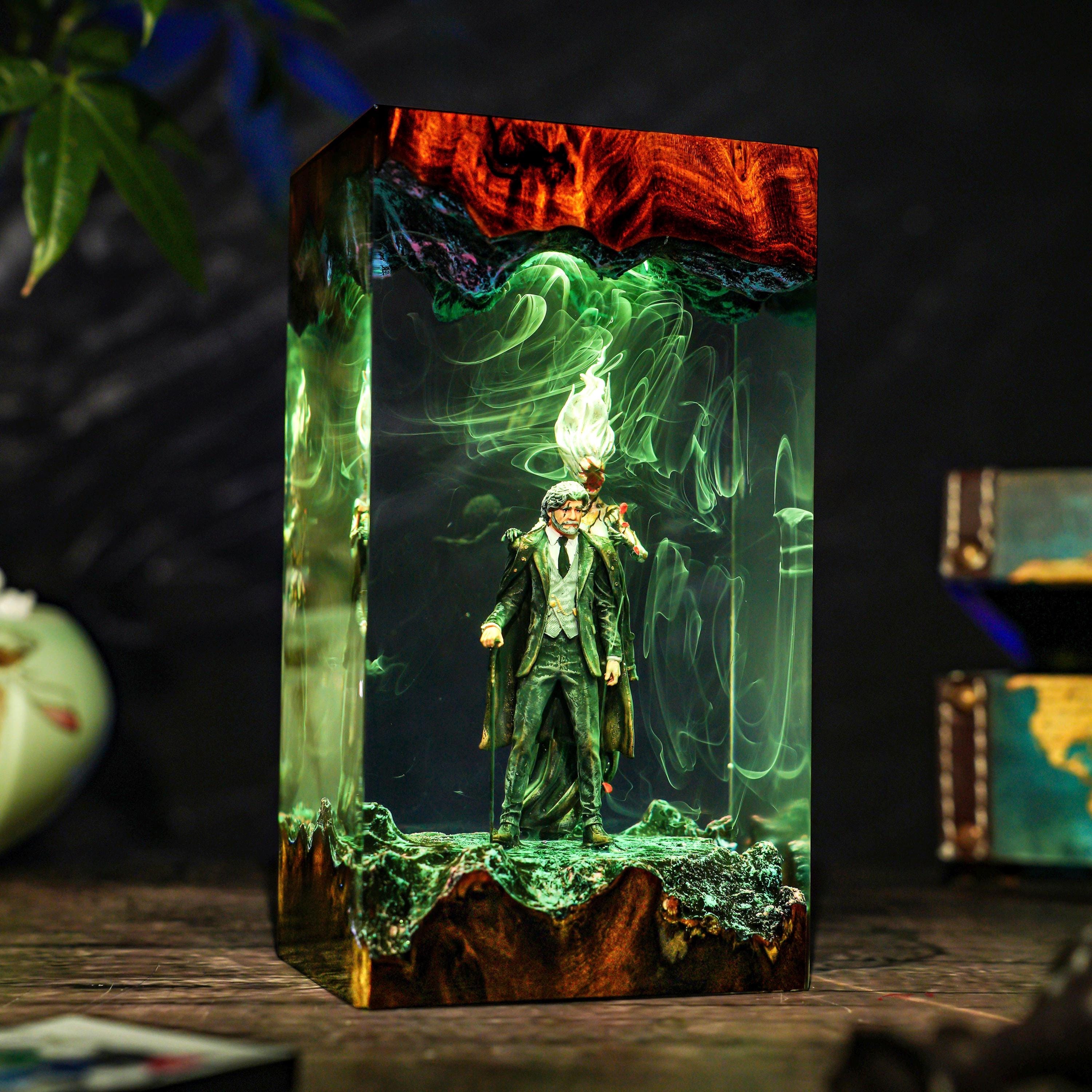 Diorama Expedition game lamp, Reloy and Paintwitch Night lamp, Handmade Resin & Wood Lamp, Xmas Gift for Gamer, Unique Light, Gamer gifts