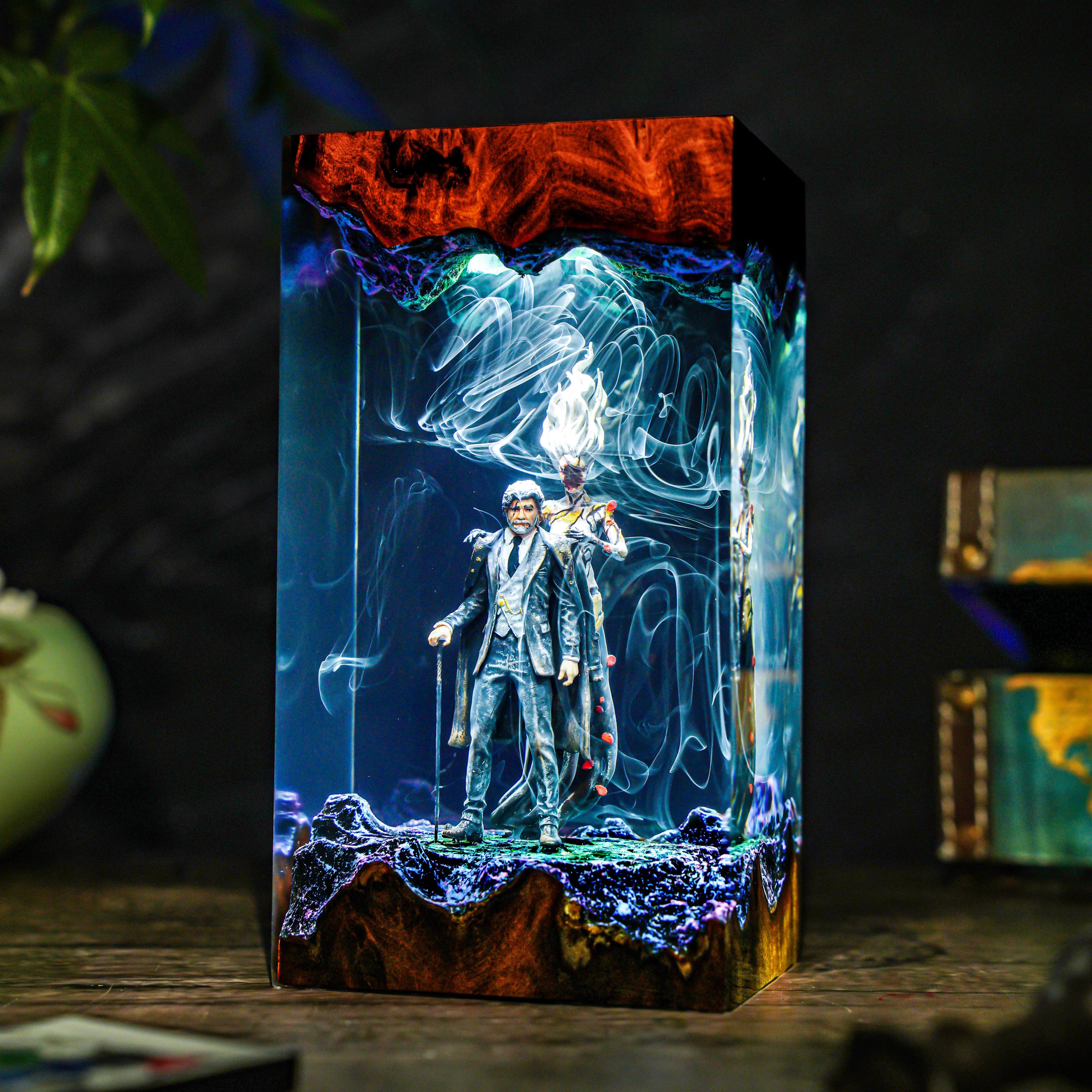 Diorama Expedition game lamp, Reloy and Paintwitch Night lamp, Handmade Resin & Wood Lamp, Xmas Gift for Gamer, Unique Light, Gamer gifts
