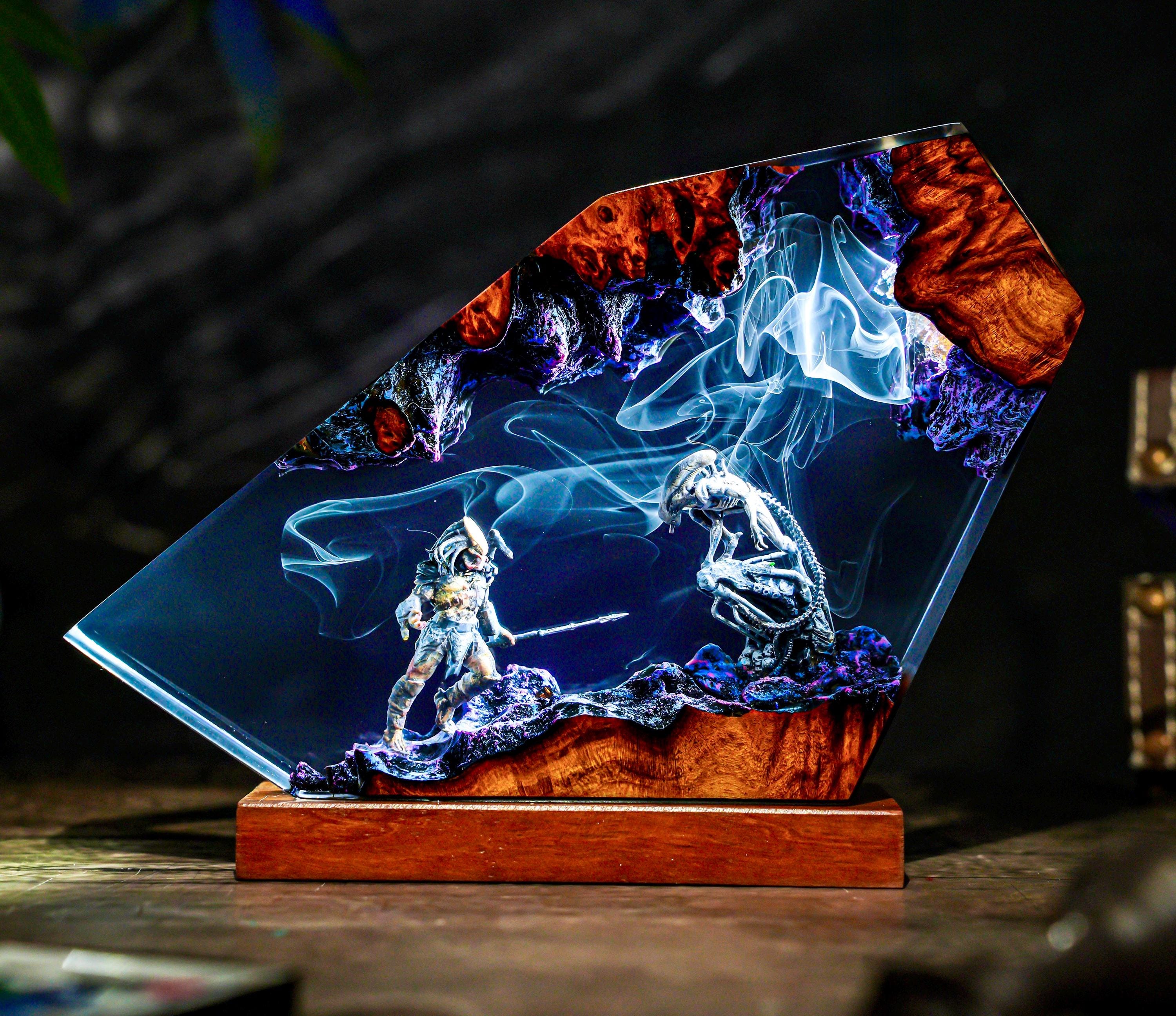 Diorama alien monsters fight lamp, alien movie Resin Lamp, Space Resin Lamp, Personalized Night Light, Sci-Fi Horror Being, Xmas 2025