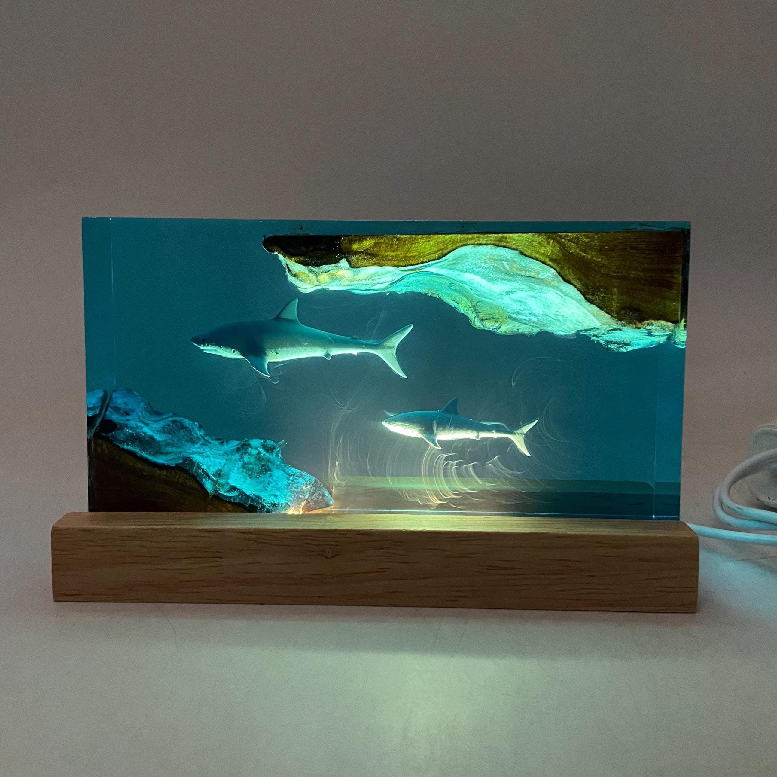 Shark Cube Resin Lamp, Home Decor, Personalized Gifts, Halloween Gifts, Handmade Gifts for Kids, Christmas Gifts
