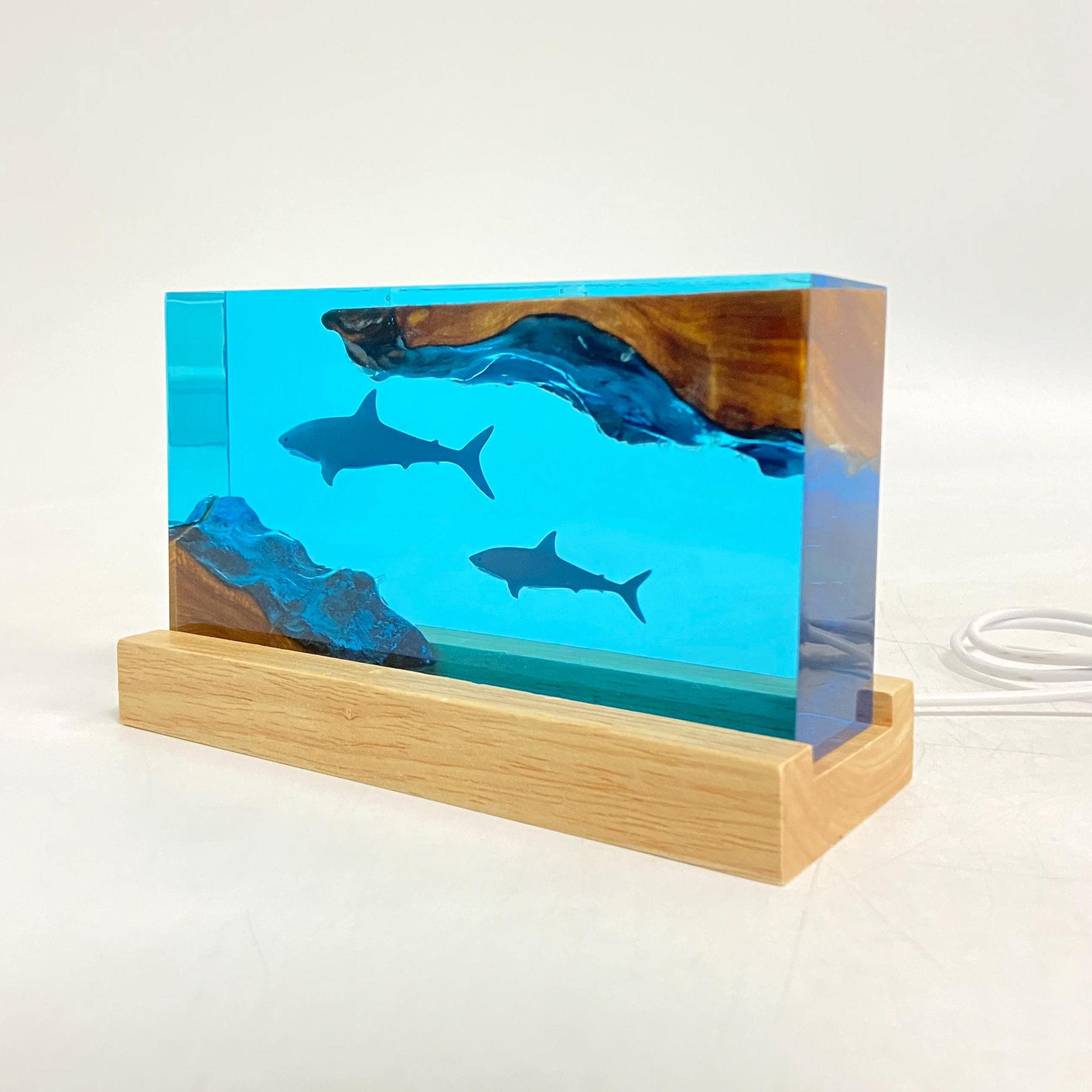 Shark Cube Resin Lamp, Home Decor, Personalized Gifts, Halloween Gifts, Handmade Gifts for Kids, Christmas Gifts