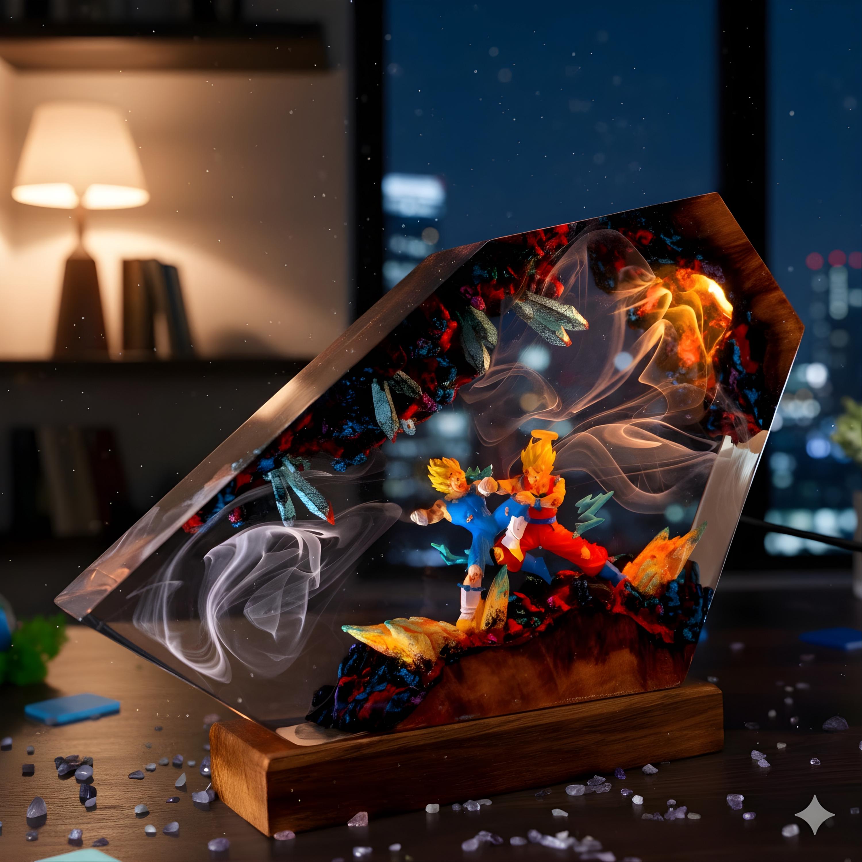 Dragon ball Majin Son goku and vegeta resin night light, anime resin lamp, playroom decore for him, Unique Gift for Anime Lovers