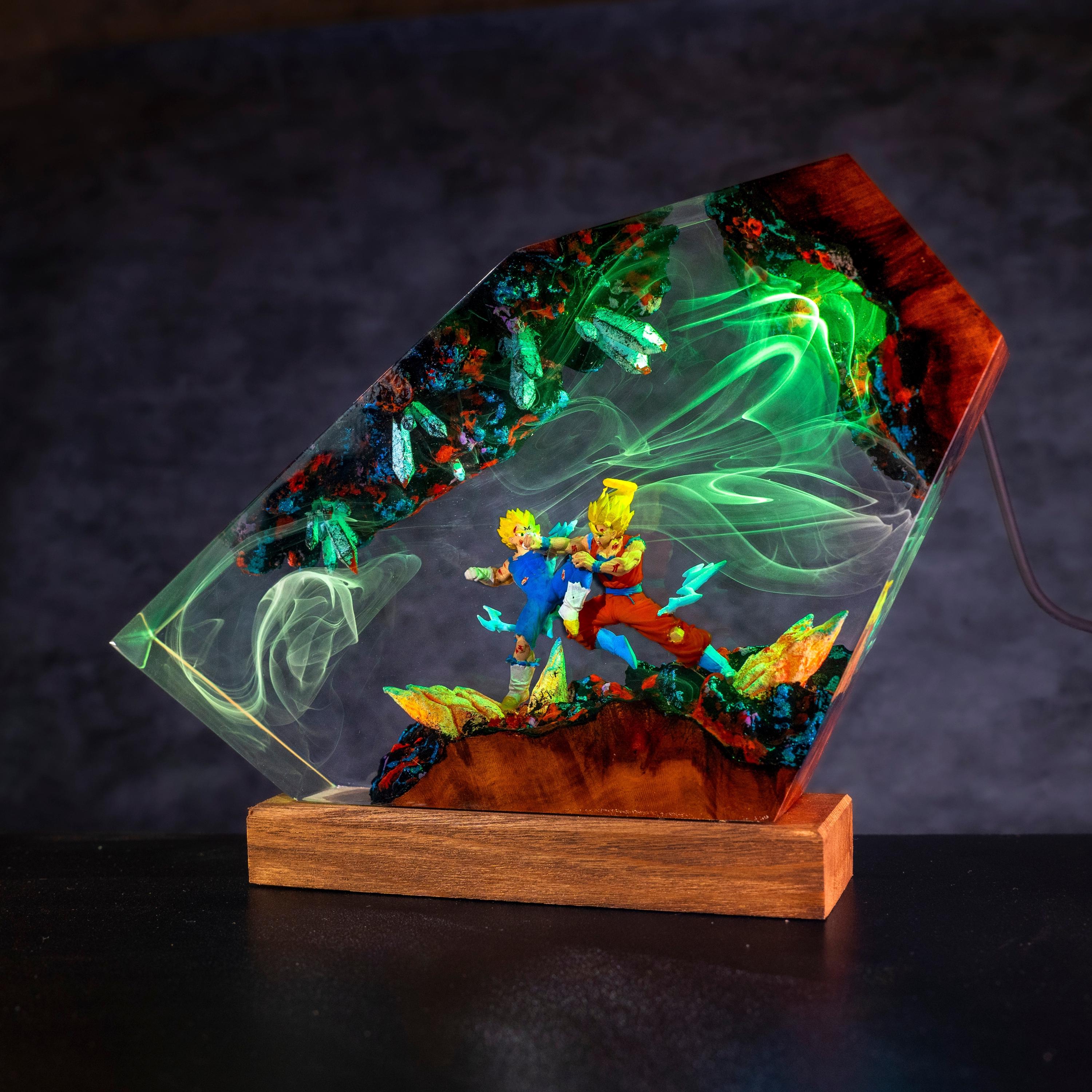 Dragon ball Majin Son goku and vegeta resin night light, anime resin lamp, playroom decore for him, Unique Gift for Anime Lovers