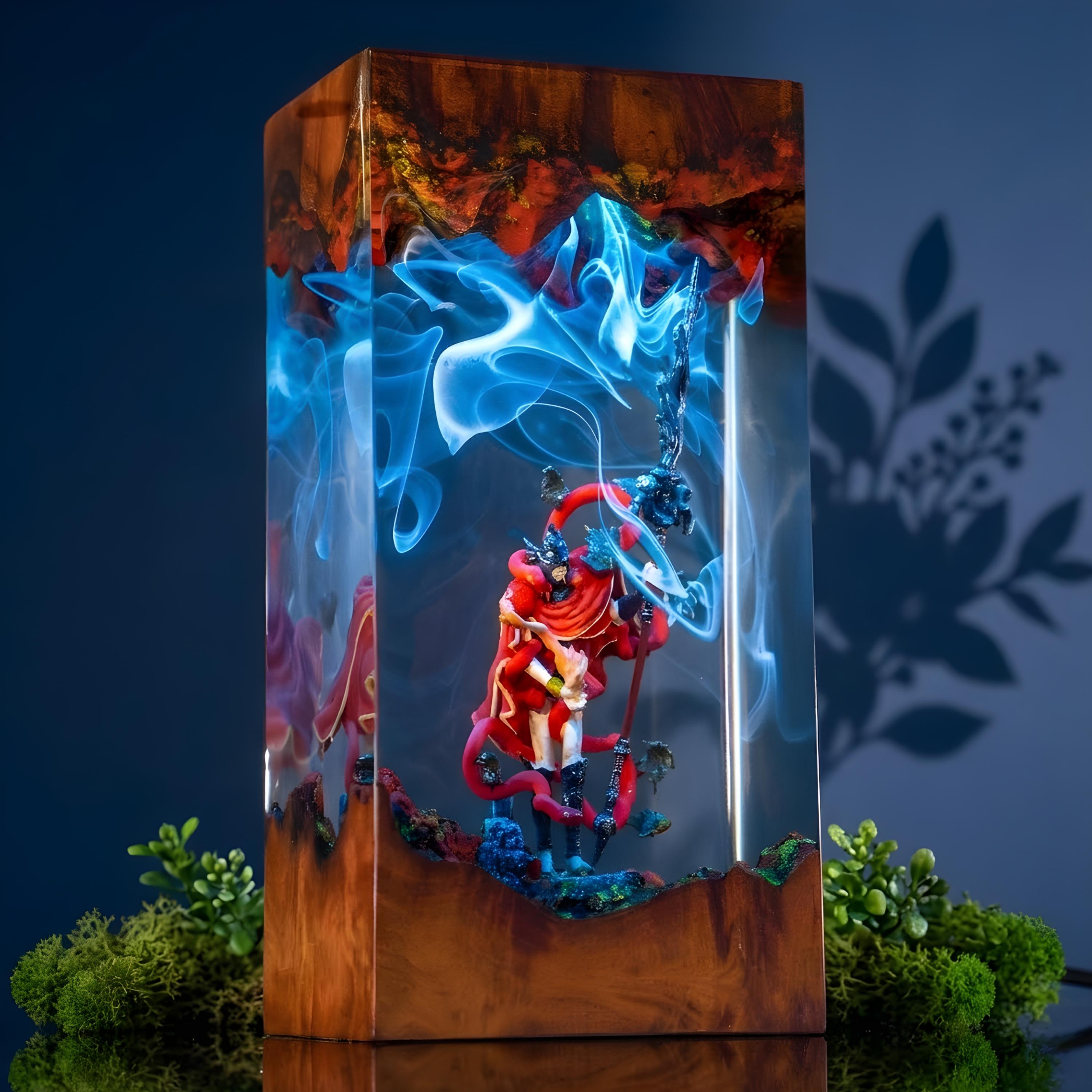 The tarnished resin night light, Elden Ring Resin Lamp, gift ideas for him, home decor gift, the tarnished figure, Messmer Elden Ring Lamp