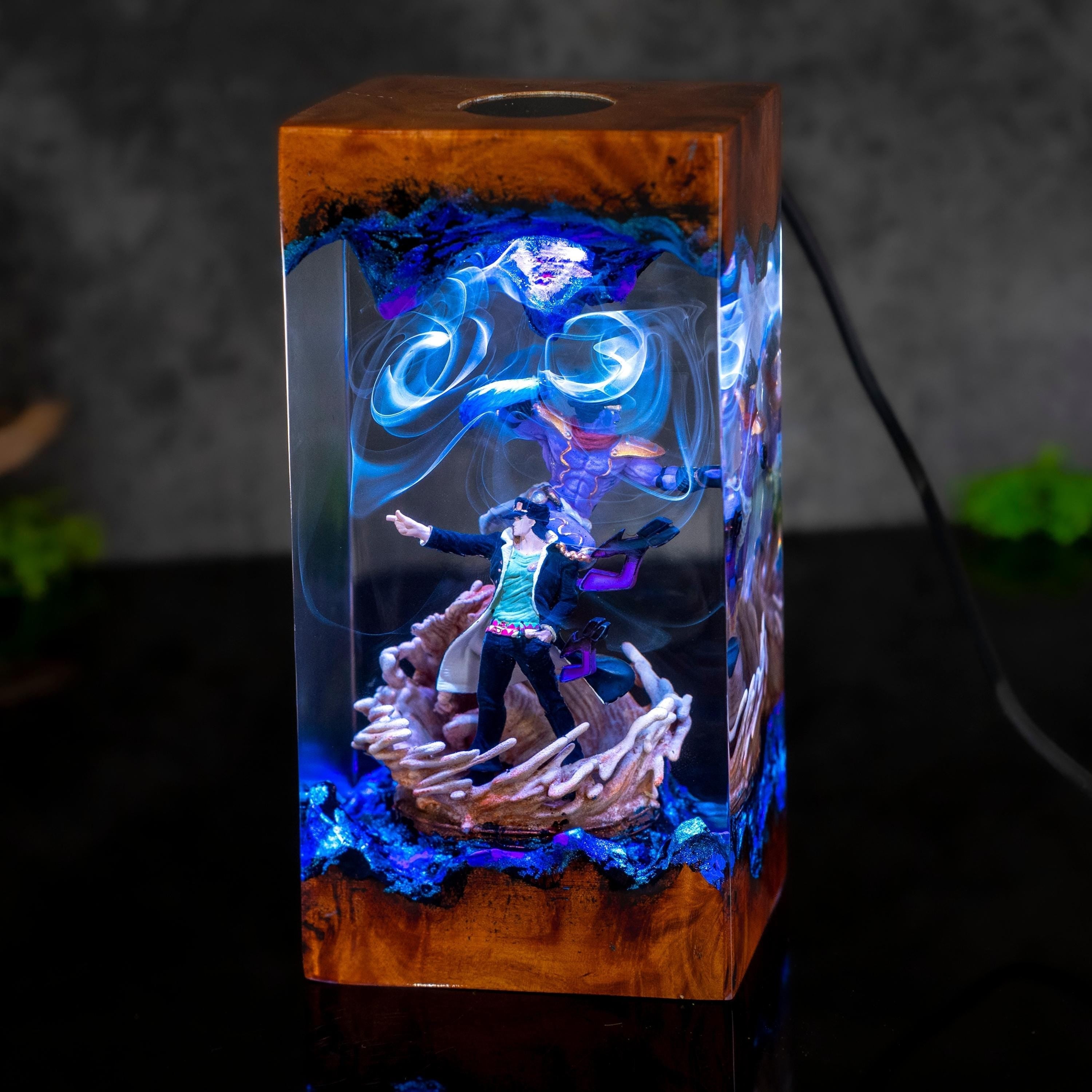 Gojo Satoru resin night light, Jujutsu Kaisen-Inspired Collectible, Otaku Room Decor Gift, Jotaro Kujo Resin Lamp, JoJo Anime Night Light