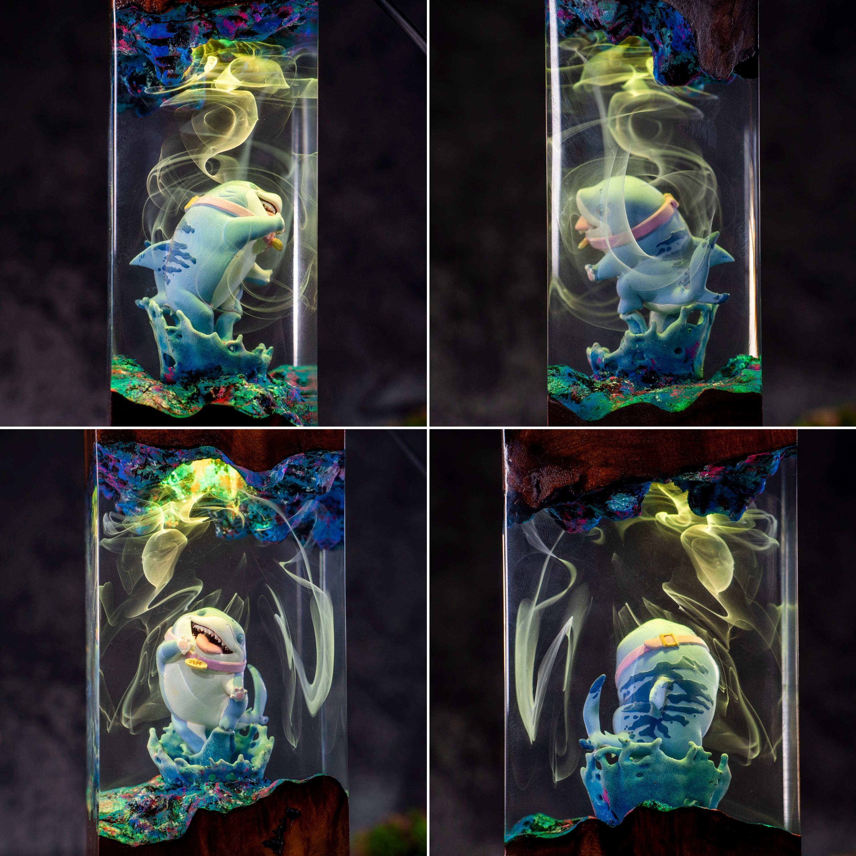 Jeff the Shark Resin Lamp, Handmade Epoxy Lamp, Kawaii Shark Decor, Unique Cute Lamp for him, birthday gift ideas