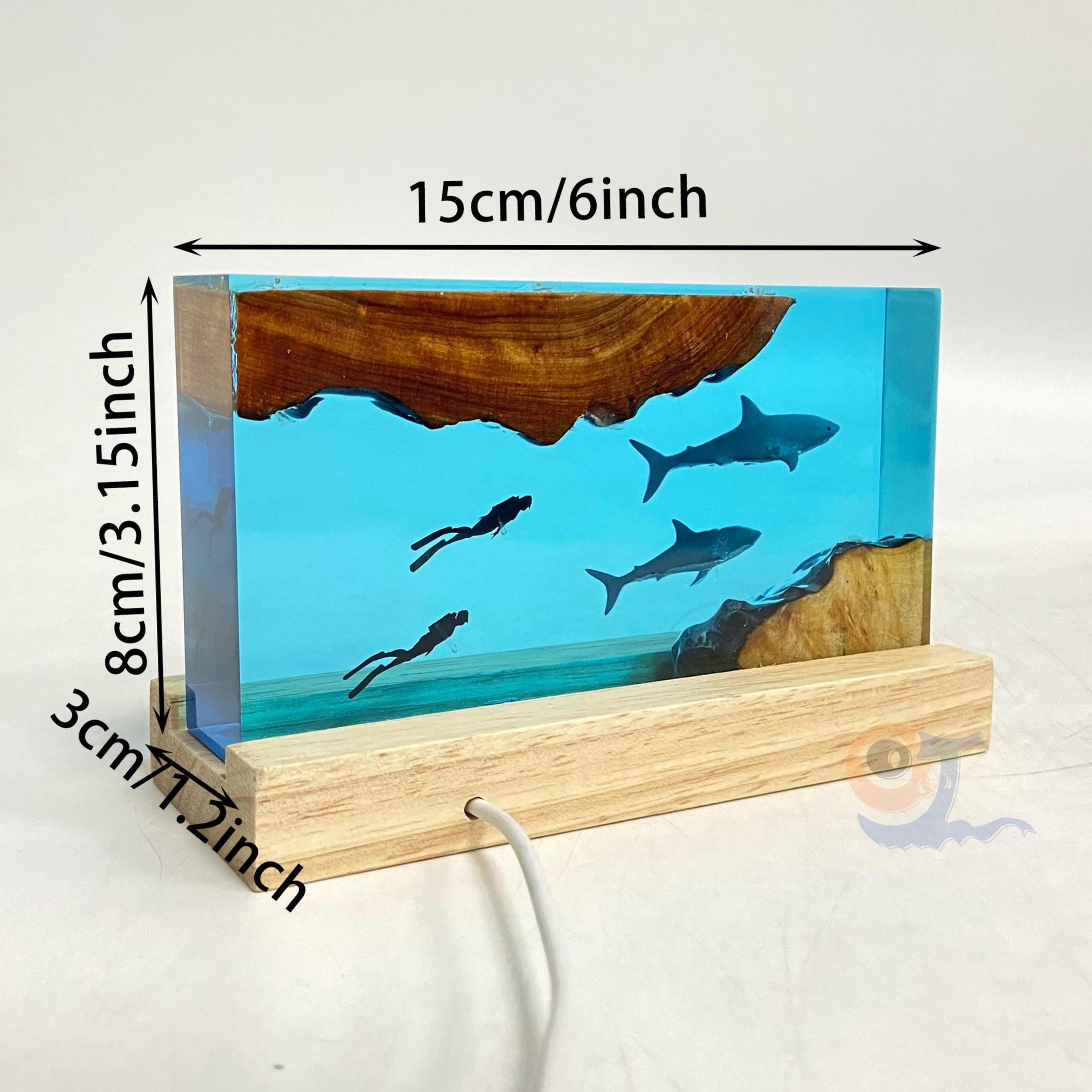Shark Cube Resin Lamp, Home Decor, Personalized Gifts, Halloween Gifts, Handmade Gifts for Kids, Christmas Gifts, Mother's Gift