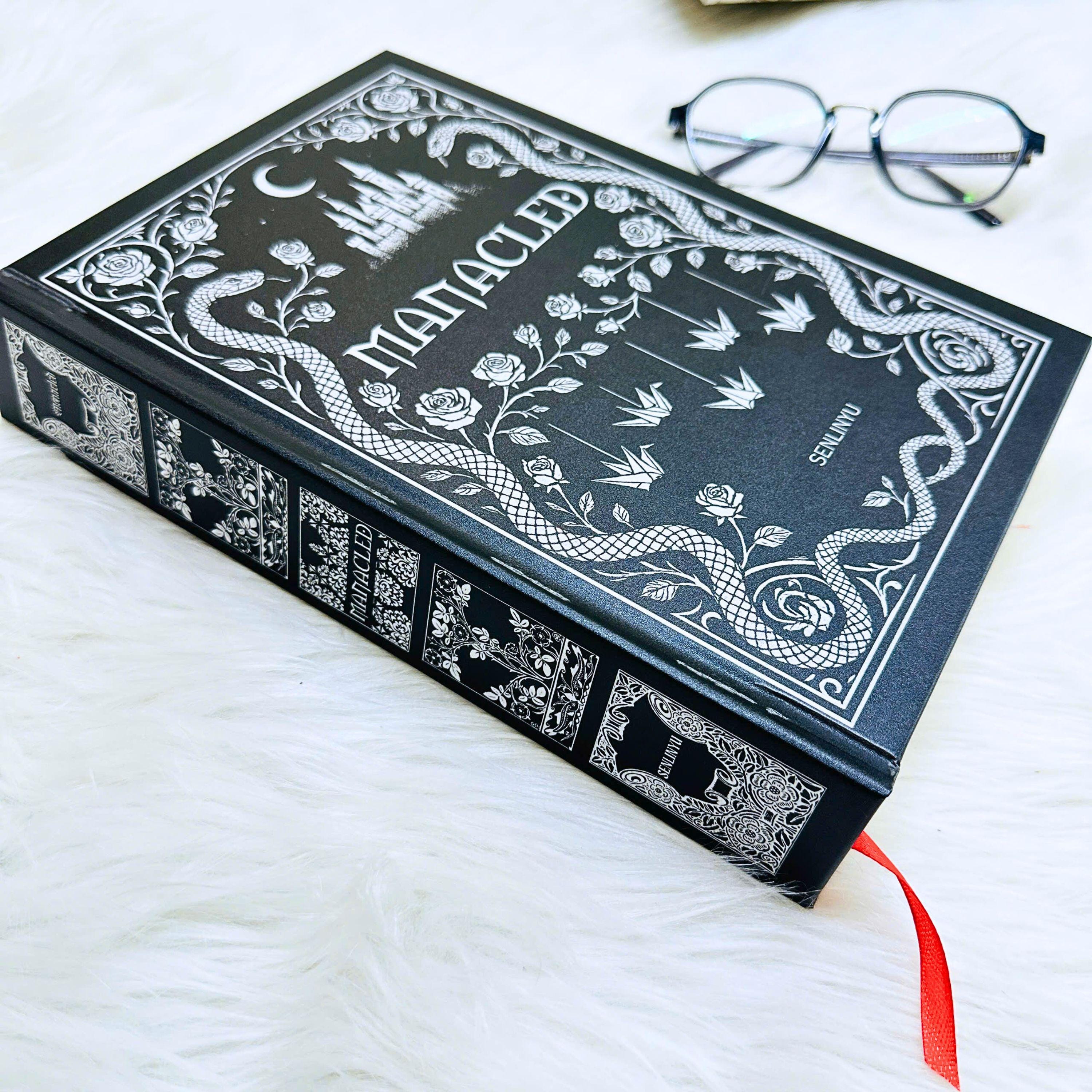Manacled Illustrated Hardcover Book – Collector Edition Novel | Handmade Rebound Dark Romance | Art Prints & Bookmark Set