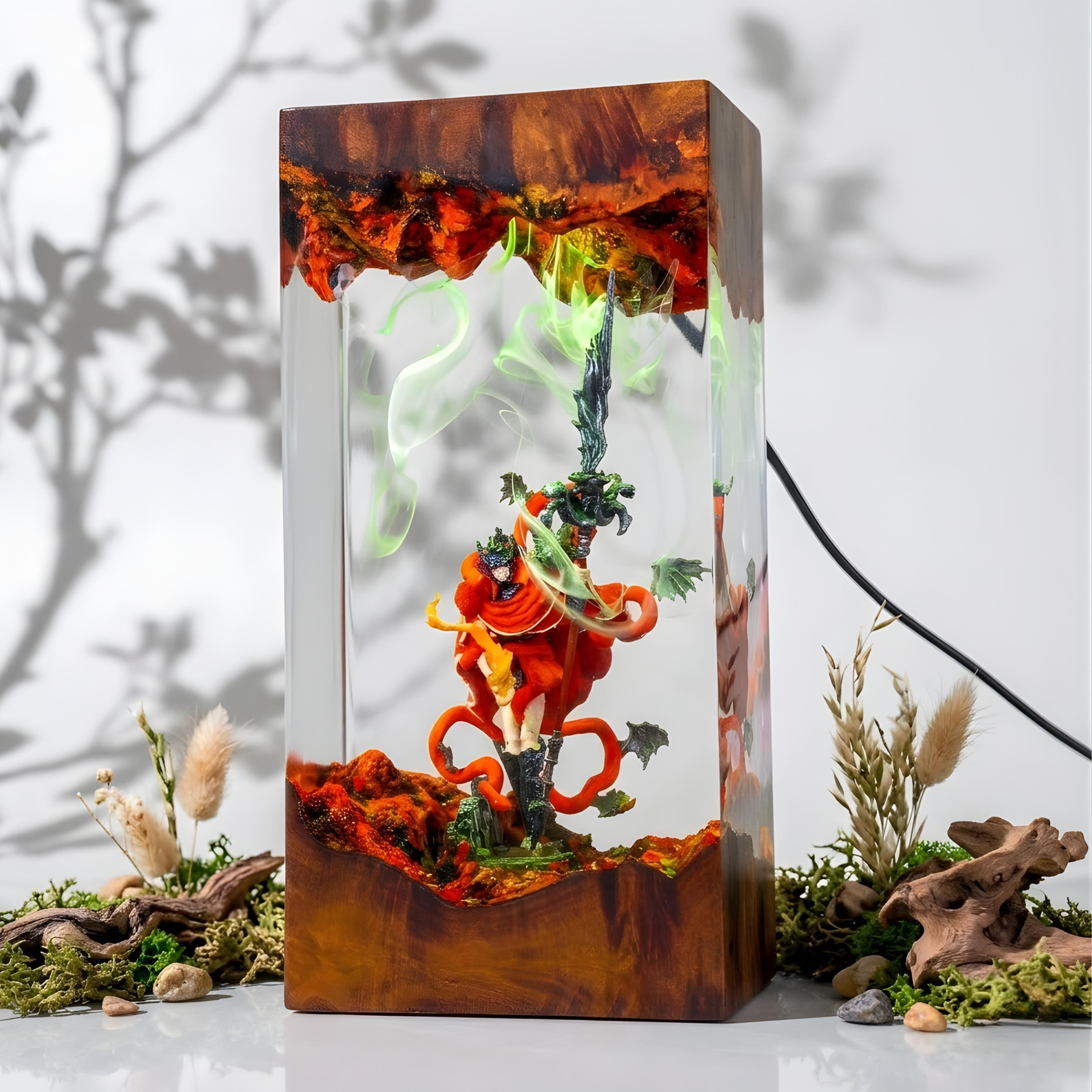 The tarnished resin night light, Elden Ring Resin Lamp, gift ideas for him, home decor gift, the tarnished figure, Messmer Elden Ring Lamp