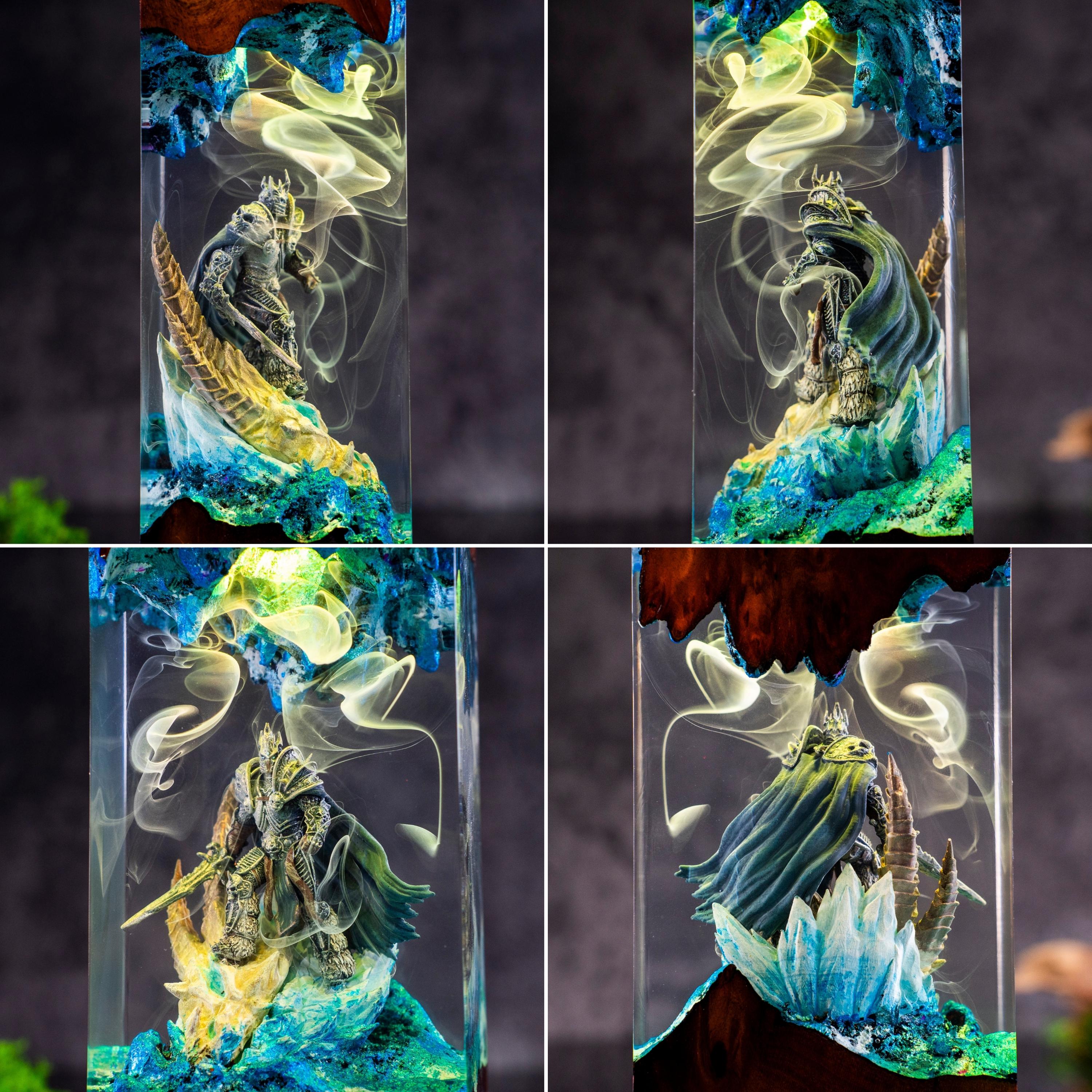 Lich King Arthas Frostmourne Resin Lamp, Warcraft Epic Night Light, resin night light for gamer, Handmade Sword figure, birthday gift ideas
