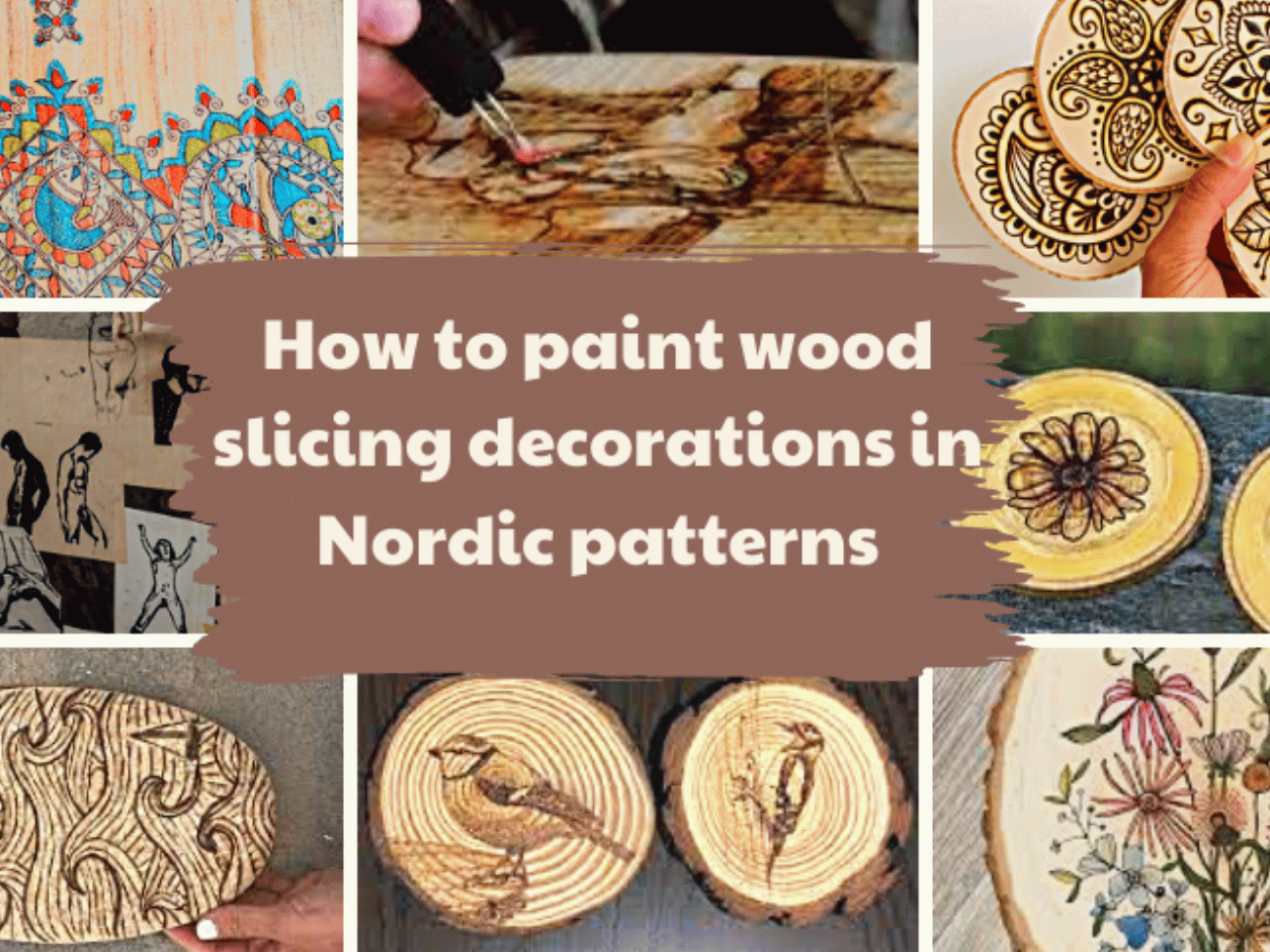 How to paint wood slicing decorations in Nordic patterns – Emerald Blossoms