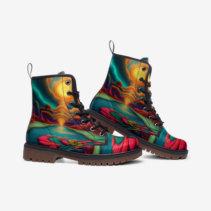 Emerald Blossoms - Illusion World Leather Lightweight Boots for Hippies