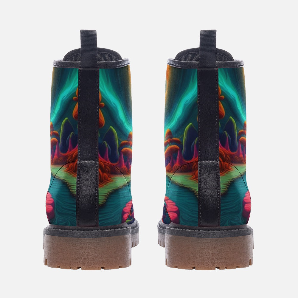 Emerald Blossoms - Illusion World Leather Lightweight Boots for Hippies