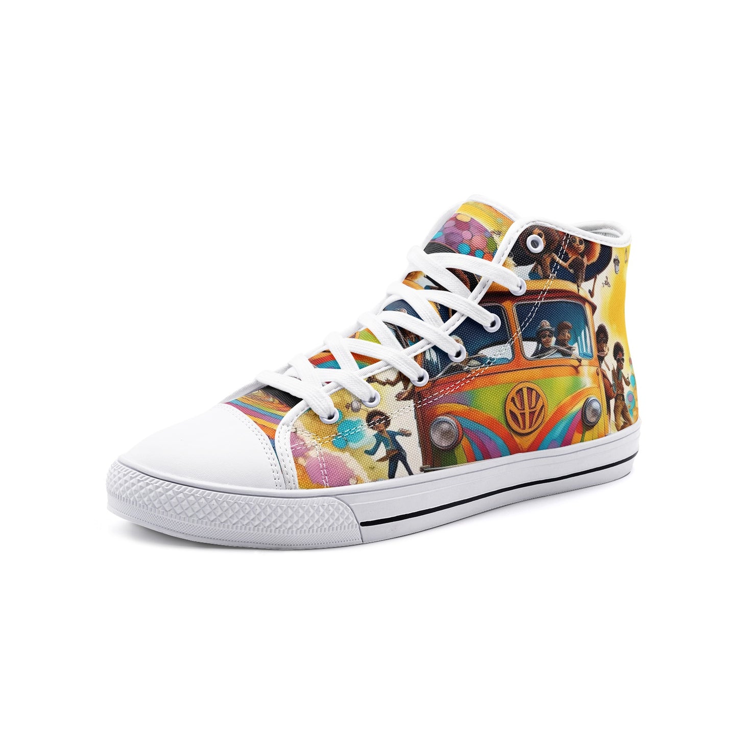 Emerald Blossoms - Road Trips On Kombi Van Unisex High Top Canvas Shoes For Hippies