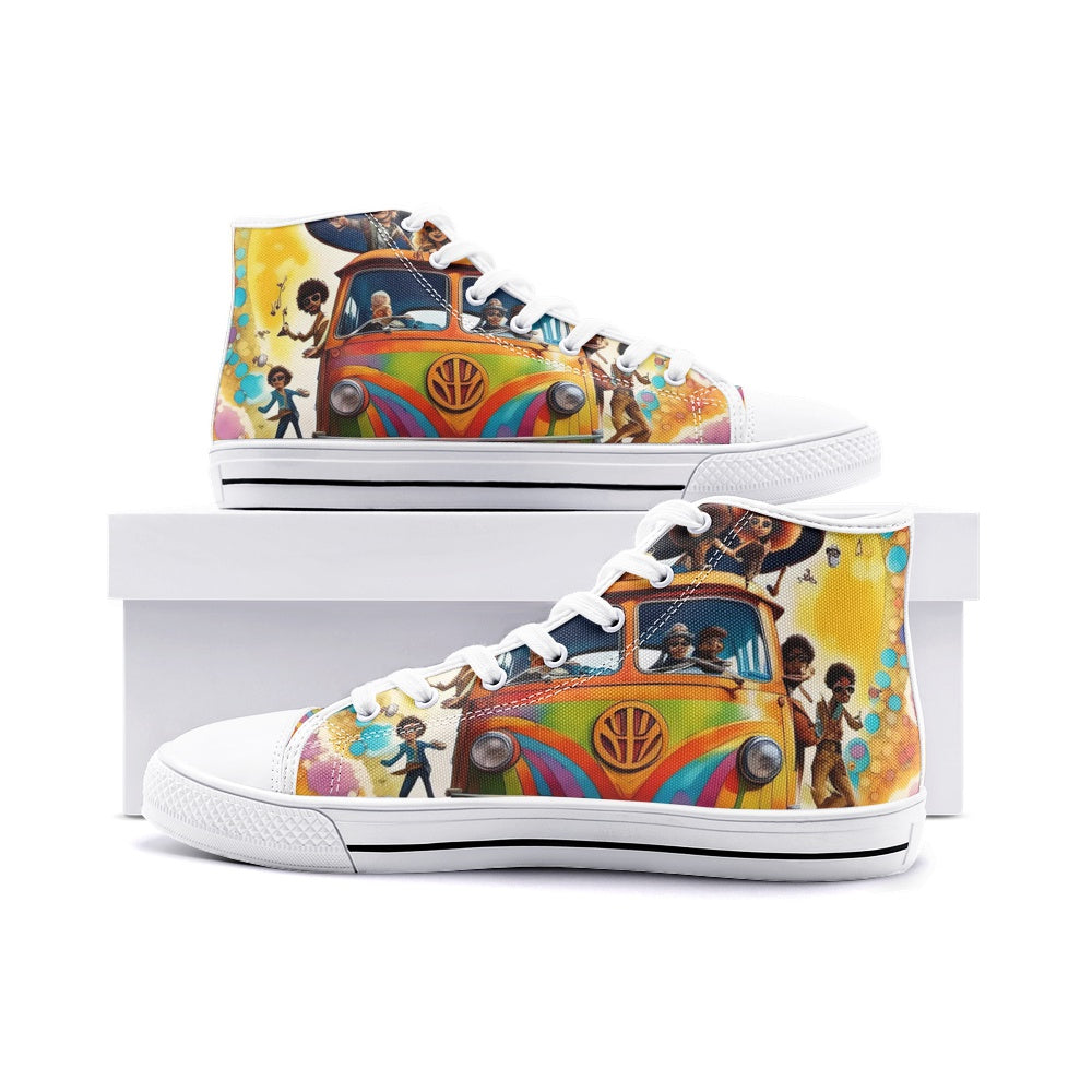 Emerald Blossoms - Road Trips On Kombi Van Unisex High Top Canvas Shoes For Hippies