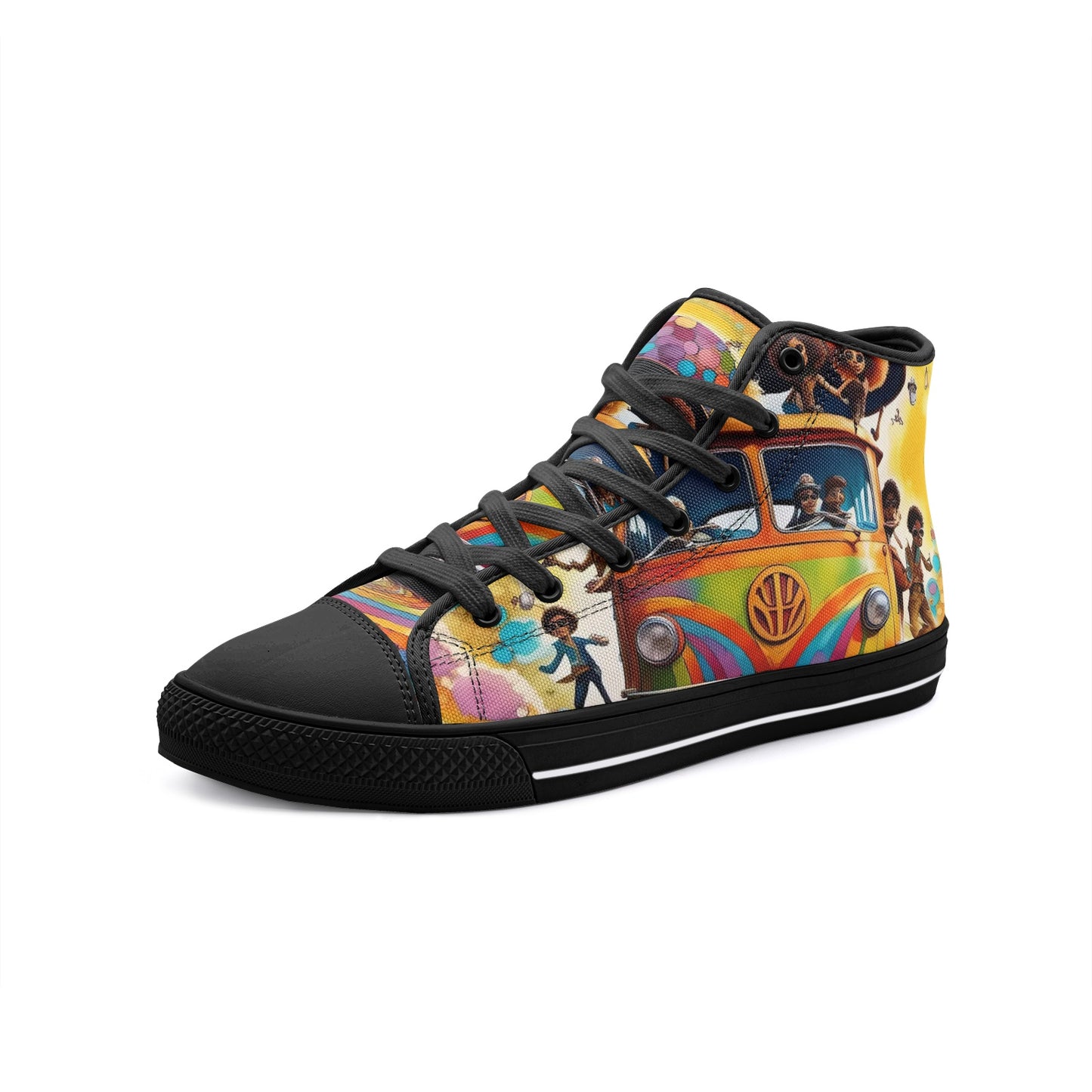 Emerald Blossoms - Road Trips On Kombi Van Unisex High Top Canvas Shoes For Hippies