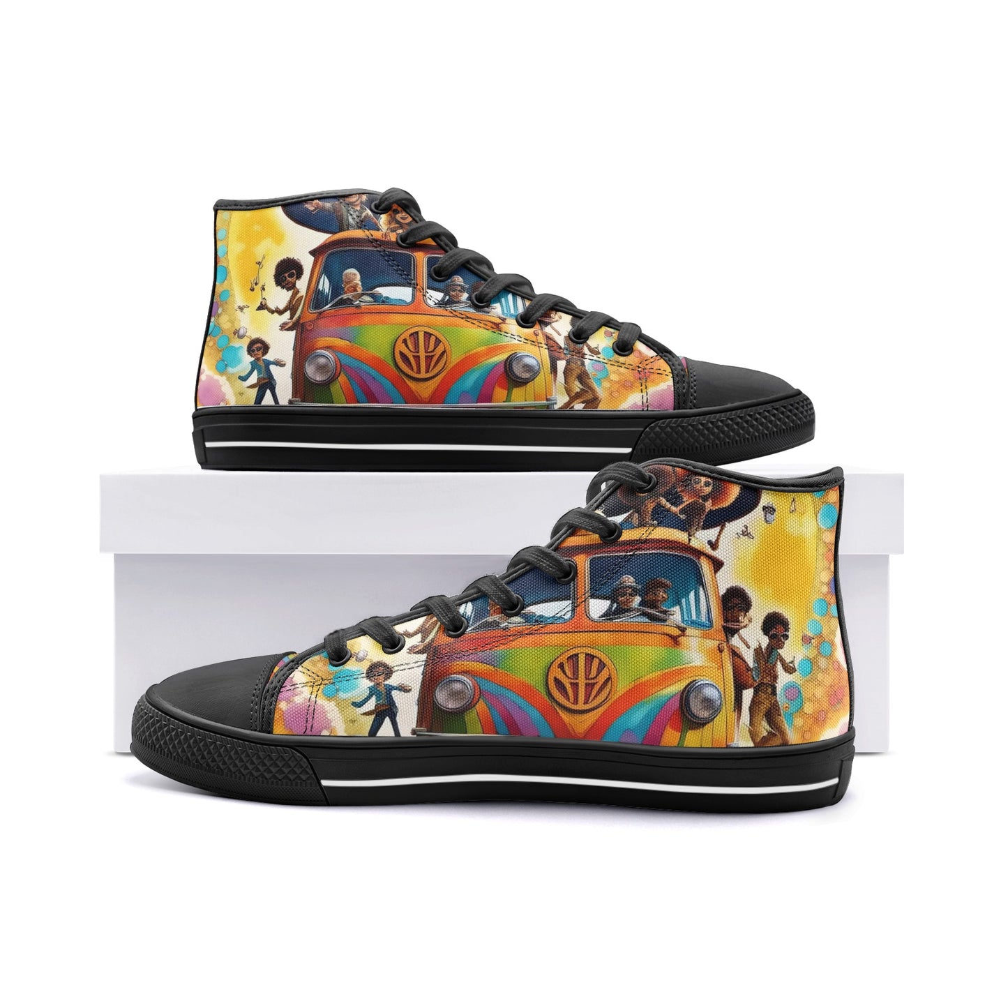 Emerald Blossoms - Road Trips On Kombi Van Unisex High Top Canvas Shoes For Hippies