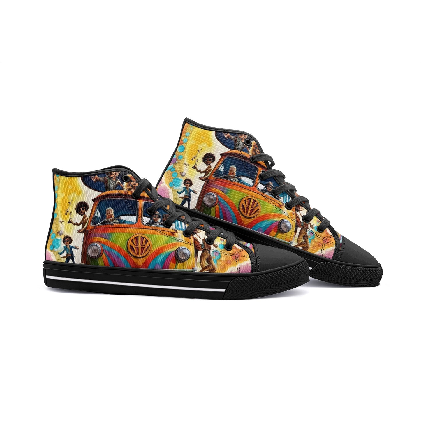 Emerald Blossoms - Road Trips On Kombi Van Unisex High Top Canvas Shoes For Hippies