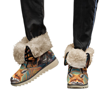 Emerald Blossoms - Fox Playing Guitar Plush Boots, Boho Hippie Style, Ugg Hippie, Ugg Shoes