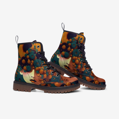 Emerald Blossoms - Hidden Eyes Girl on Leather Lightweight Boots for Hippies