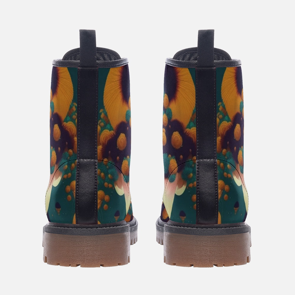 Emerald Blossoms - Hidden Eyes Girl on Leather Lightweight Boots for Hippies