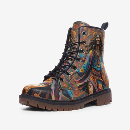 Emerald Blossoms - Joyful Hippie Guy Casual Leather Lightweight Boots for Hippies