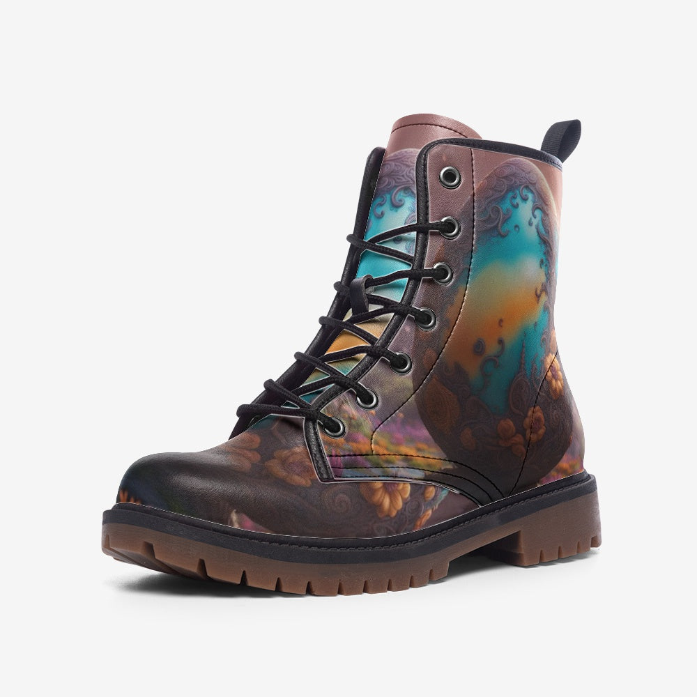 Emerald Blossoms - Easter Eggs on Leather Lightweight Boots for Hippies