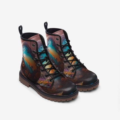 Emerald Blossoms - Easter Eggs on Leather Lightweight Boots for Hippies