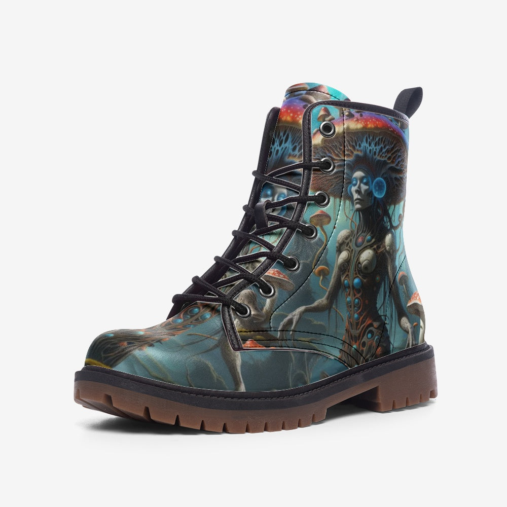 Emerald Blossoms - Woodland Queen Casual Leather Lightweight Boots For Hippies