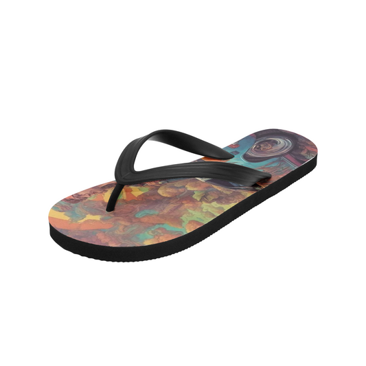 Emerald Blossoms - Retro Car Print on Unisex Flip Flops For Hippies