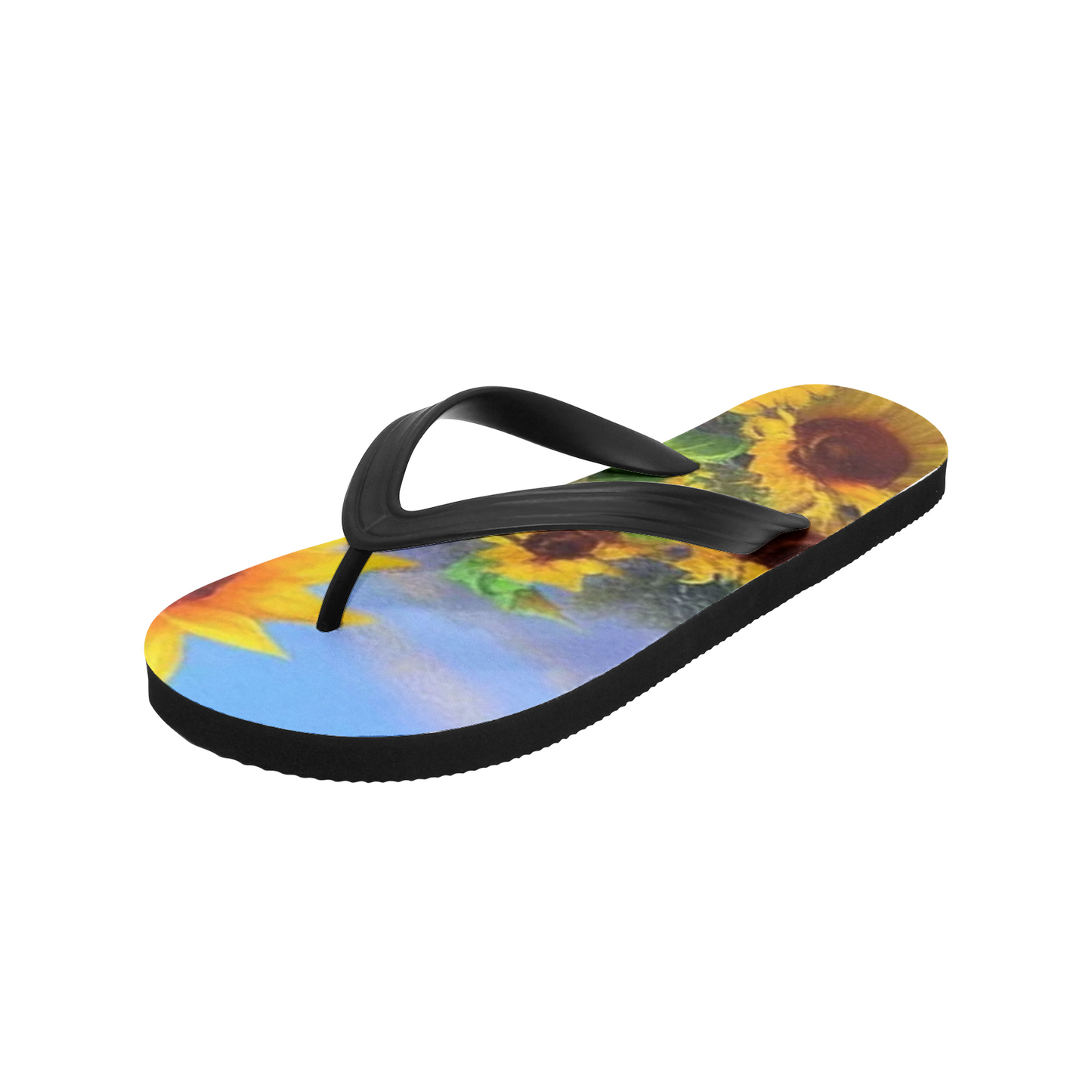 Emerald Blossoms - Blooming Sunflower Print on Unisex Flip Flops For Hippies