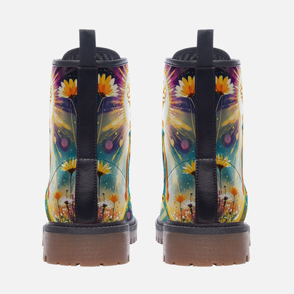 Emerald Blossoms - Spiritual Boho Women on Leather Lightweight Boots for Hippies