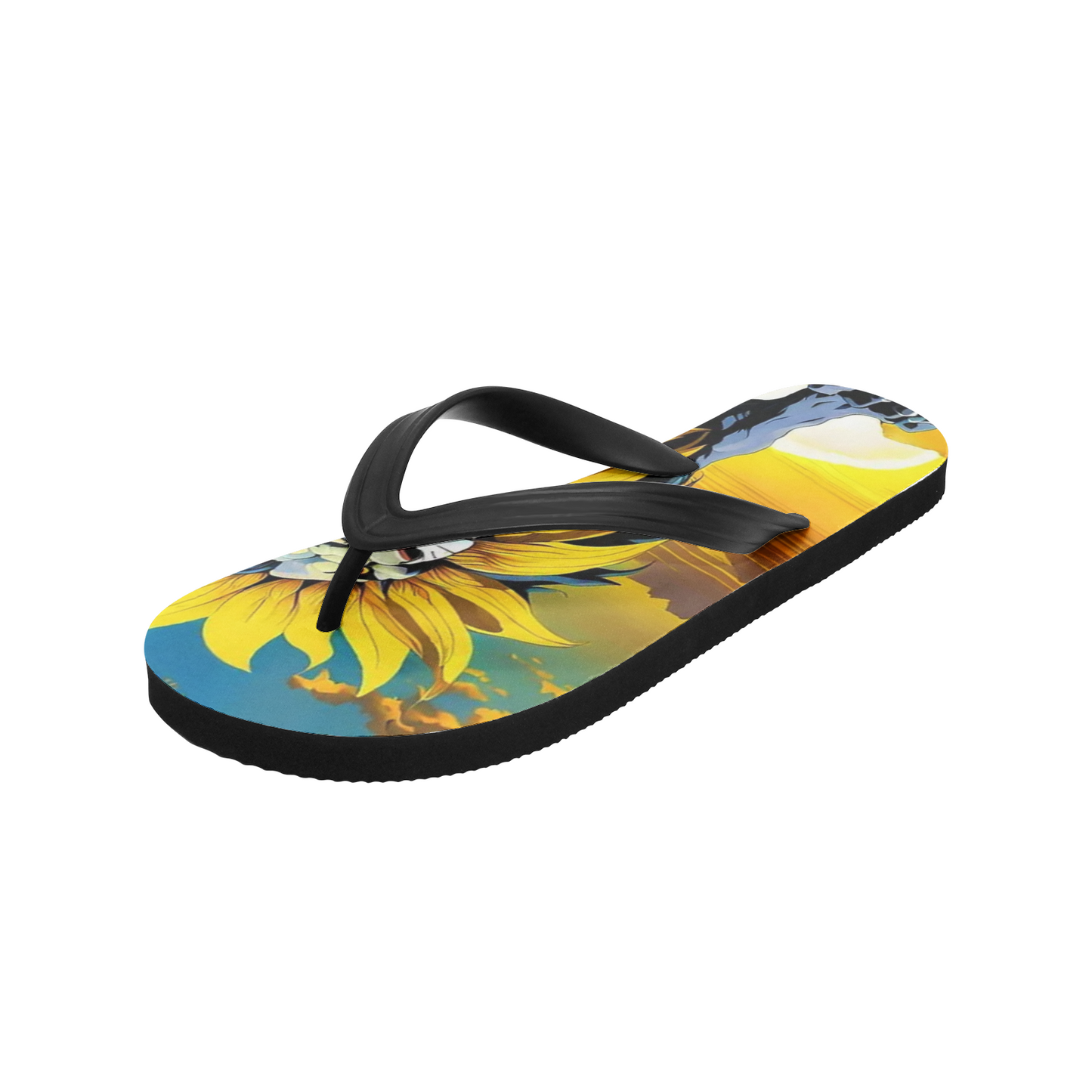 Emerald Blossoms - Sunflower Lion Unisex Flip Flops for Hippies