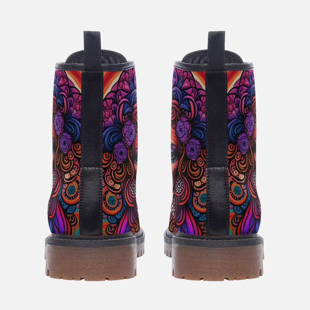 Emerald Blossoms - Santa Maria La Catrina Casual Leather Lightweight Boots For Hippies