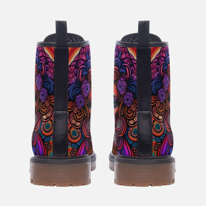 Emerald Blossoms - Santa Maria La Catrina Casual Leather Lightweight Boots For Hippies