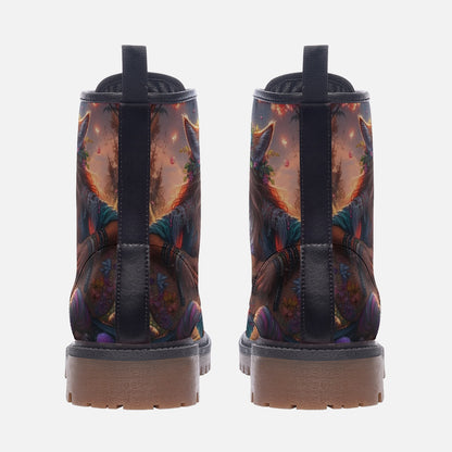 Emerald Blossoms  - Foxy Girl Artwork On Casual Leather Lightweight Boots For Hippies