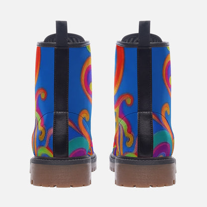 Emerald Blossoms - Colorful Abstract Leather Lightweight Boots For Hippies