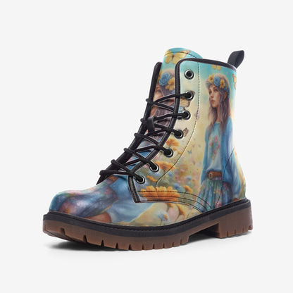 Emerald Blossoms - Fairy Girl, Lost In The Flower Field Casual Leather Lightweight Boots For Hippies