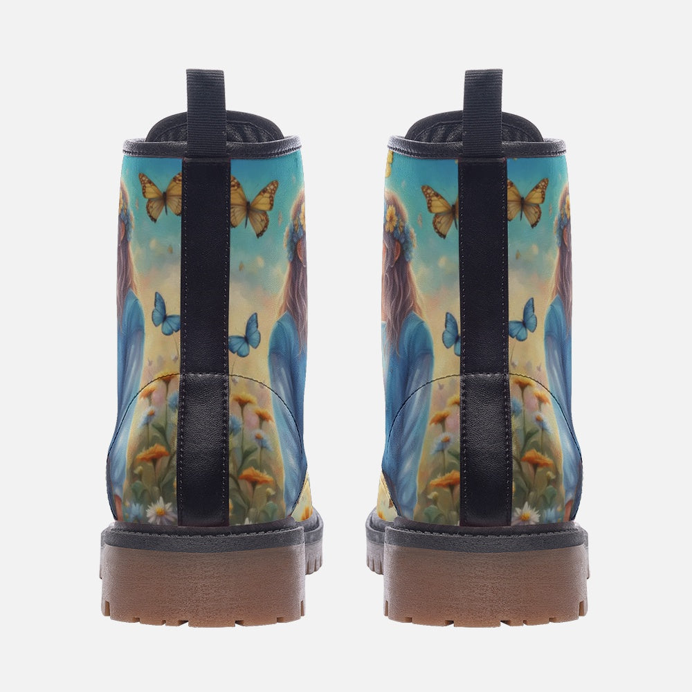 Emerald Blossoms - Fairy Girl, Lost In The Flower Field Casual Leather Lightweight Boots For Hippies