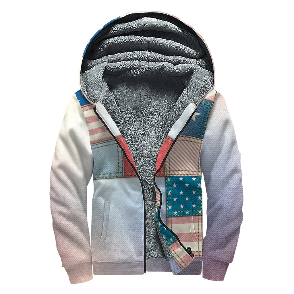 Patchwork Paradise: Sherpa Lined Zip Up Hoodie for the Free-Spirited Hippie - 1