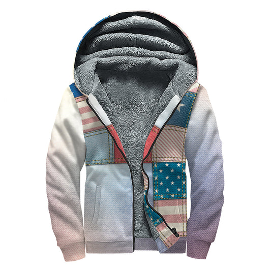 Patchwork Paradise: Sherpa Lined Zip Up Hoodie for the Free-Spirited Hippie - 1