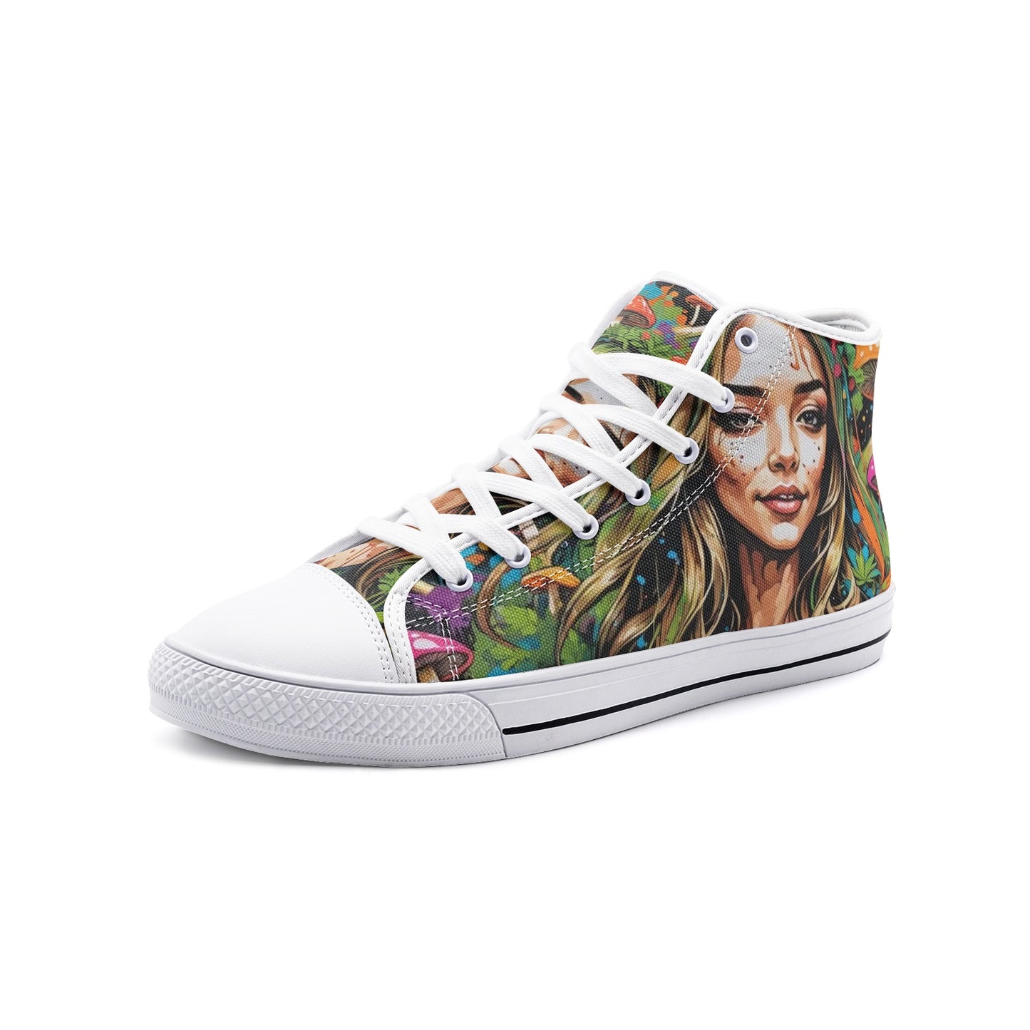 Emerald Blossoms - Blend With Nature, Boho Woman, Bright Smile Unisex High Top Canvas Shoes For Hippies