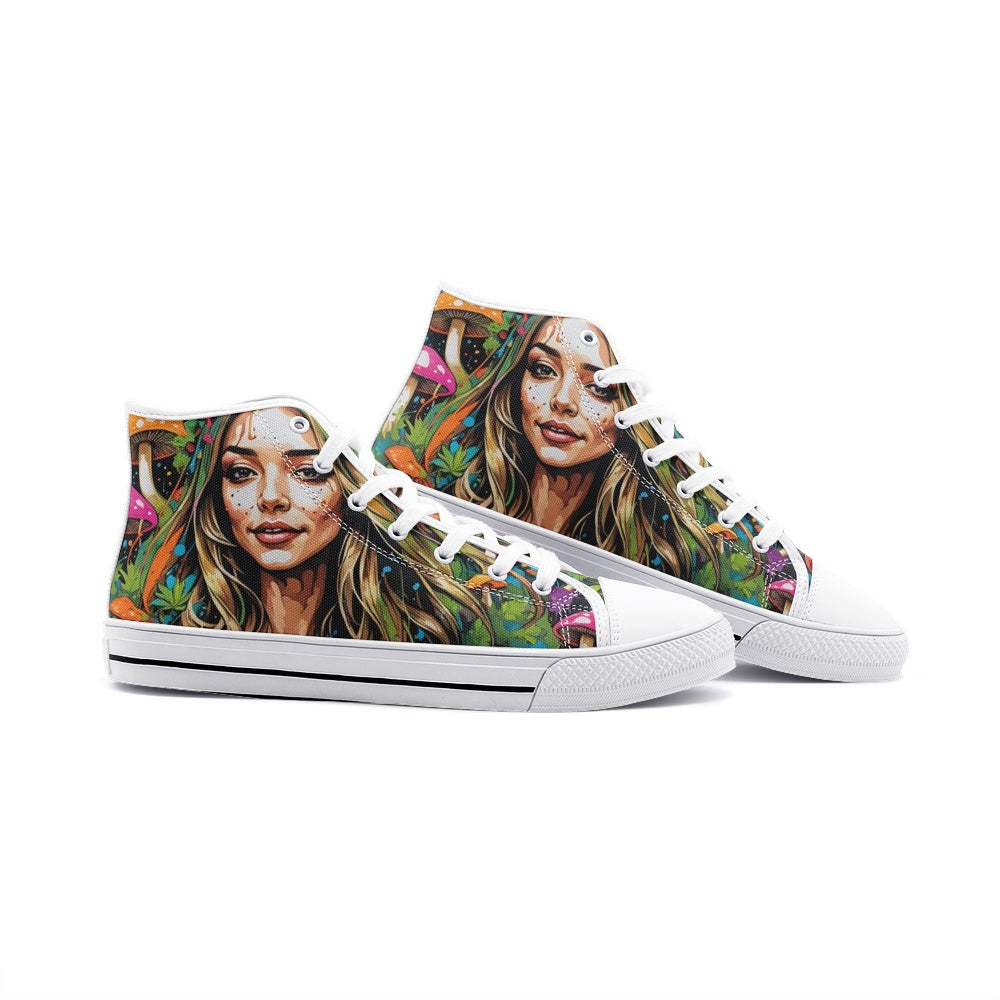 Emerald Blossoms - Blend With Nature, Boho Woman, Bright Smile Unisex High Top Canvas Shoes For Hippies