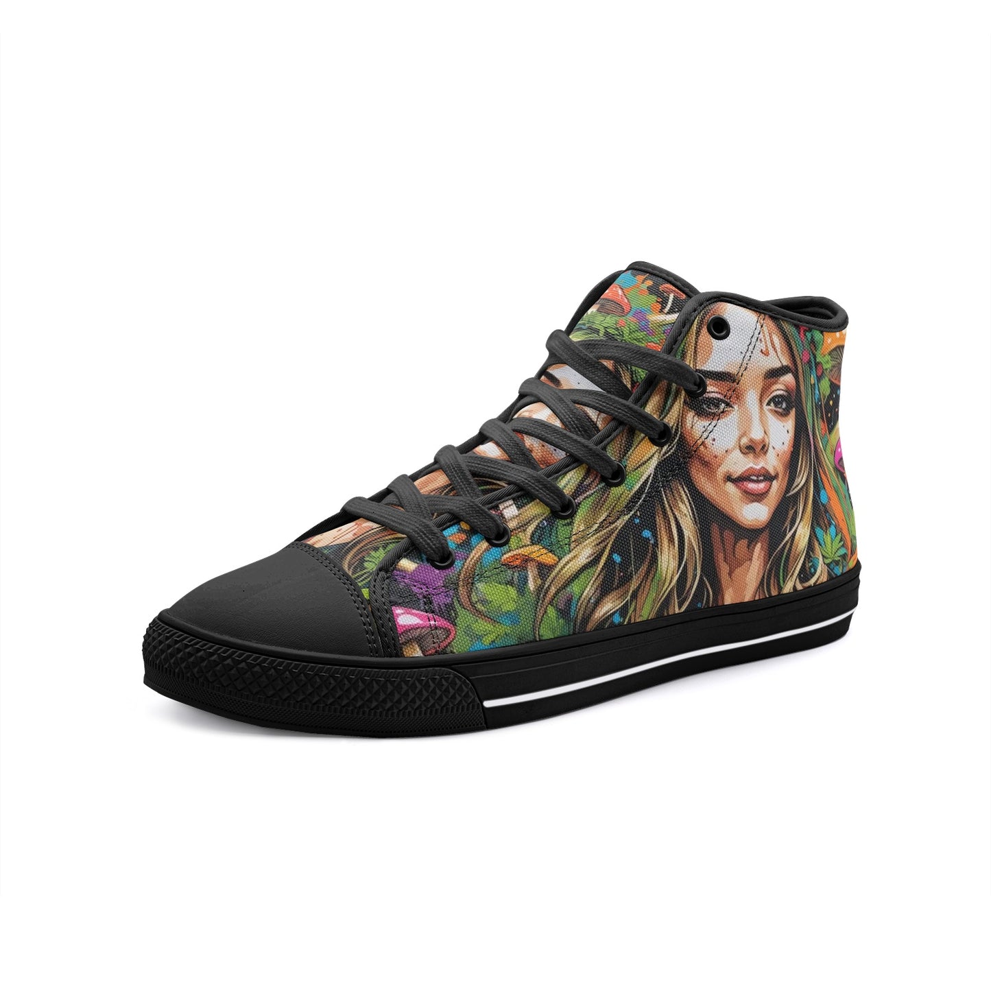 Emerald Blossoms - Blend With Nature, Boho Woman, Bright Smile Unisex High Top Canvas Shoes For Hippies