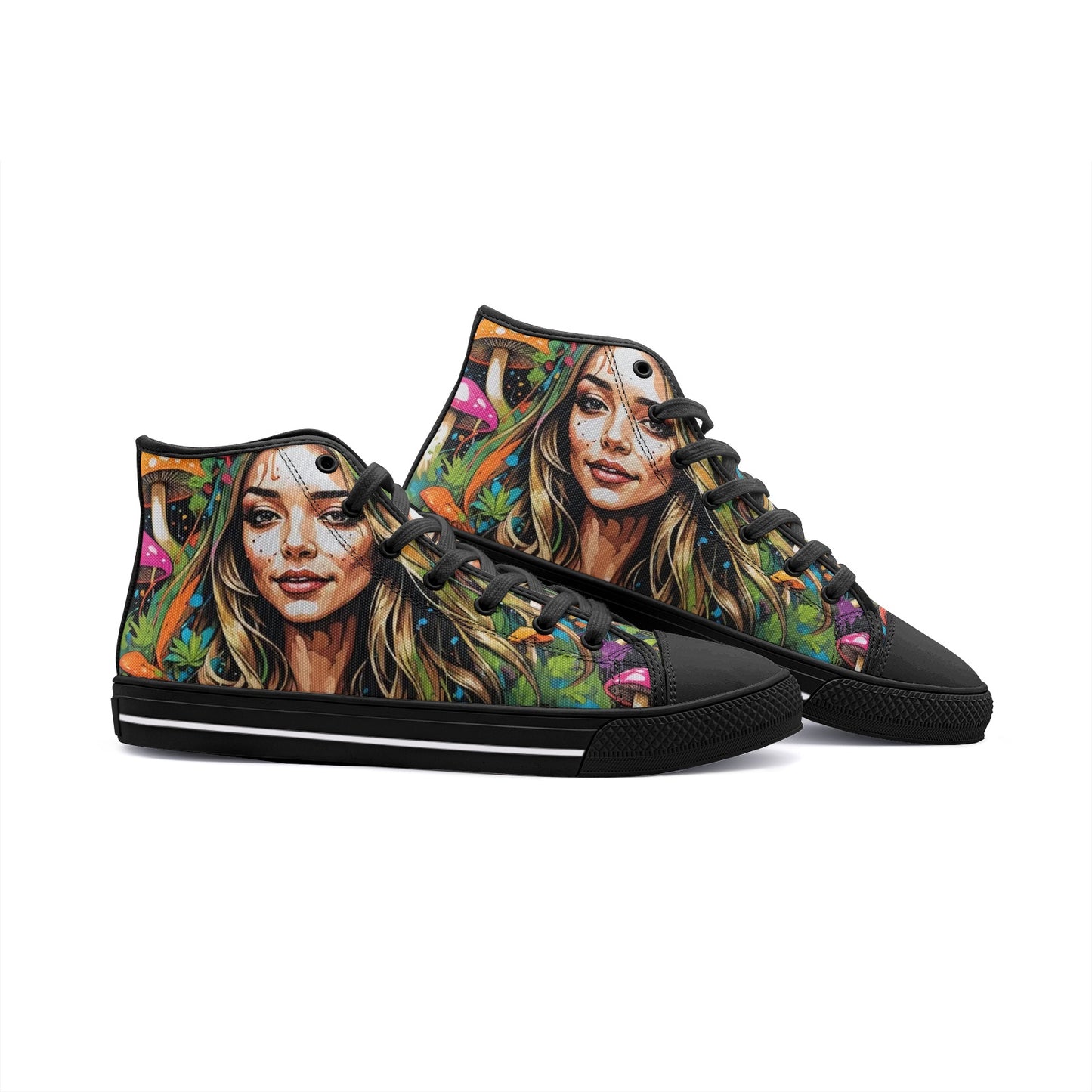 Emerald Blossoms - Blend With Nature, Boho Woman, Bright Smile Unisex High Top Canvas Shoes For Hippies