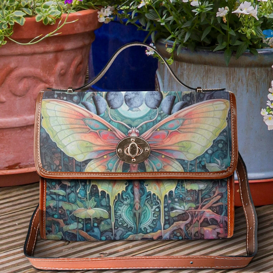 Emerald Blossoms - Dark Cottagecore Witchy Luna Moth Satchel Bag For Hippies