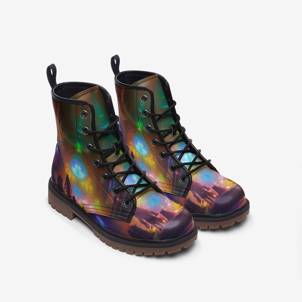 Emerald Blossoms - Lost In The Awakening World Casual Leather Lightweight Boots For Hippies