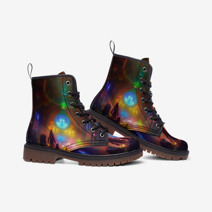 Emerald Blossoms - Lost In The Awakening World Casual Leather Lightweight Boots For Hippies