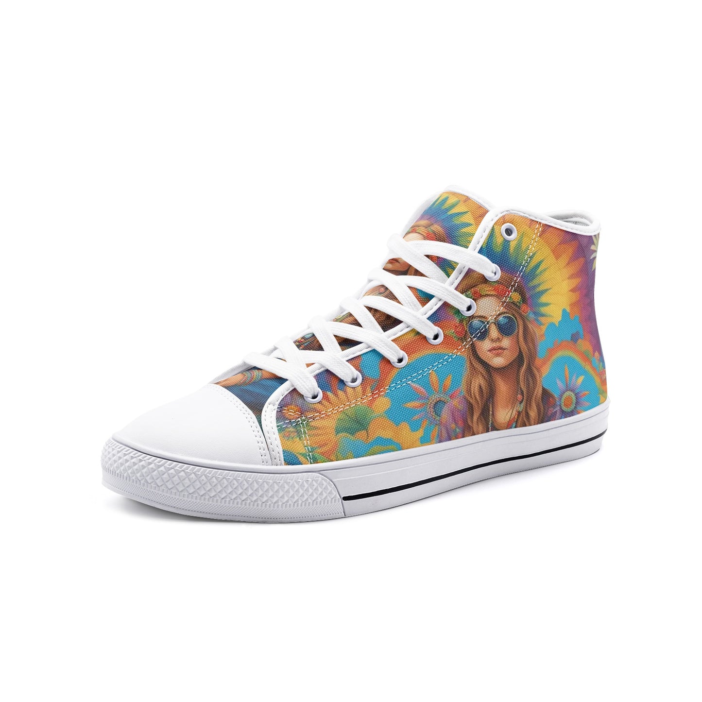 Emerald Blossoms - Colorful Life Of A Bohemian Woman Unisex High Top Canvas Shoes For Hippies